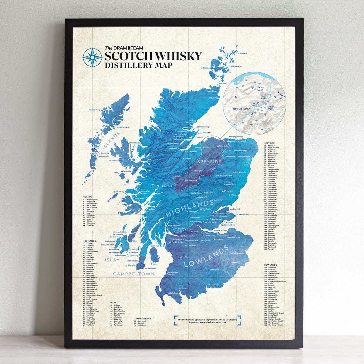 The Scotch Whisky Distillery Map - Ready-to-Frame A2 Print