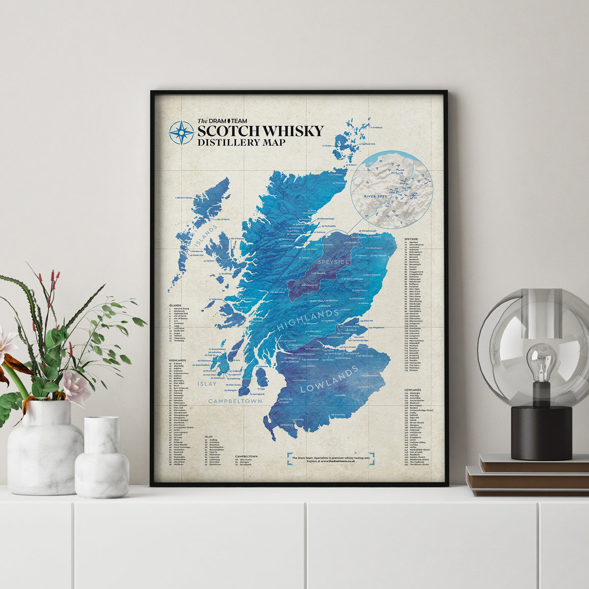 The Scotch Whisky Distillery Map - Ready-to-Frame A2 Print